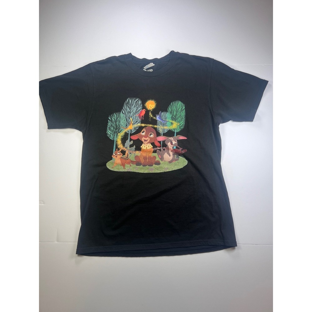 Disney Bambi Graphic Tee Mens Medium Black Port & Company Ring Spun Cotton Shirt